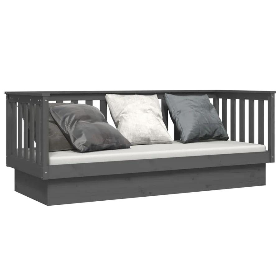 Lit de jour sans matelas gris 75x190 cm bois de pin massif - 3