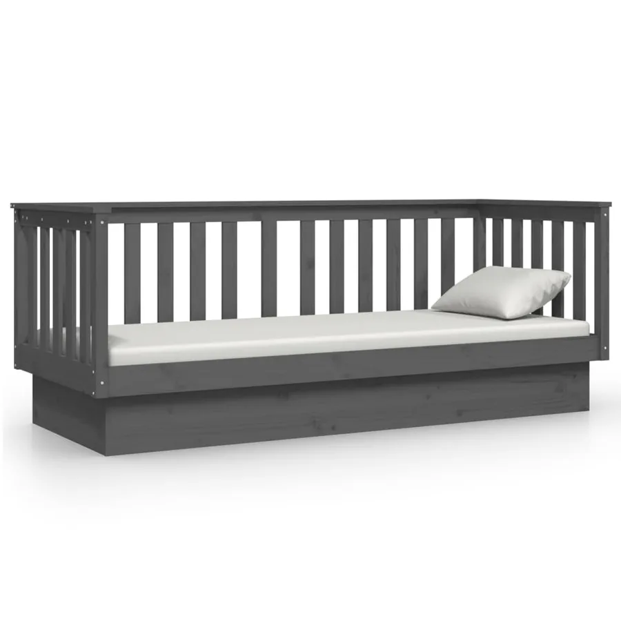 Lit de jour sans matelas gris 75x190 cm bois de pin massif - 5