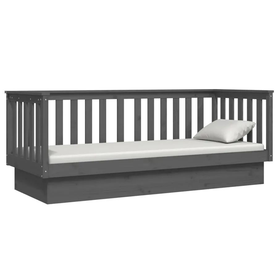 Lit de jour sans matelas gris 75x190 cm bois de pin massif - 6