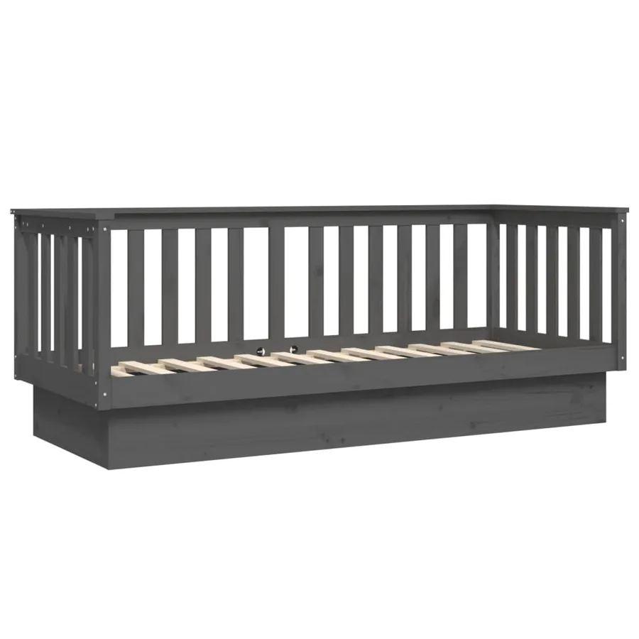 Lit de jour sans matelas gris 75x190 cm bois de pin massif - 7