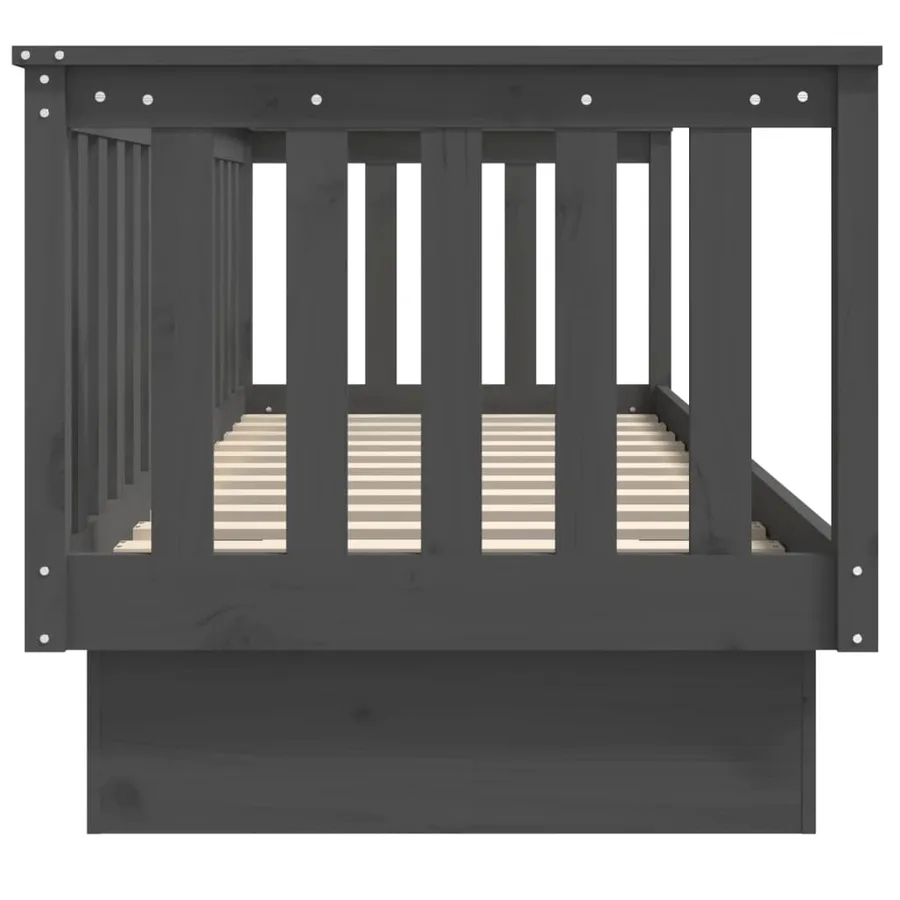 Lit de jour sans matelas gris 75x190 cm bois de pin massif - 9