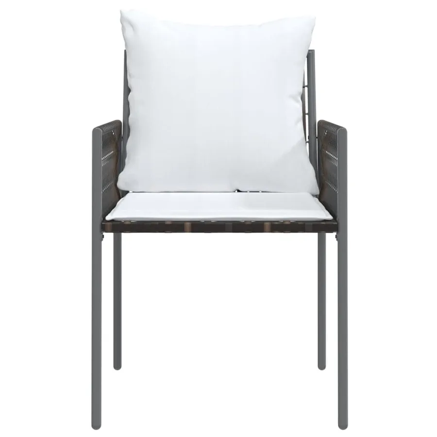 Chaises de jardin et coussins lot de 6 marron 54x61x83 cm rotin - 4
