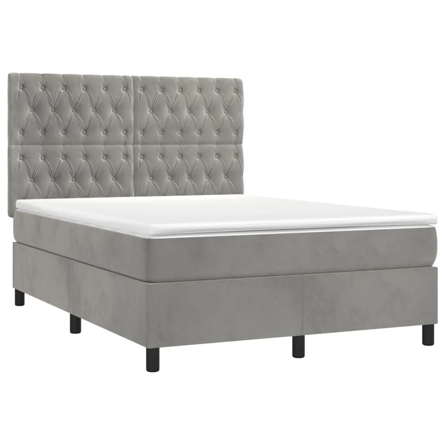 Sommier à lattes de lit matelas et LED Gris clair 140x200 cm - 3