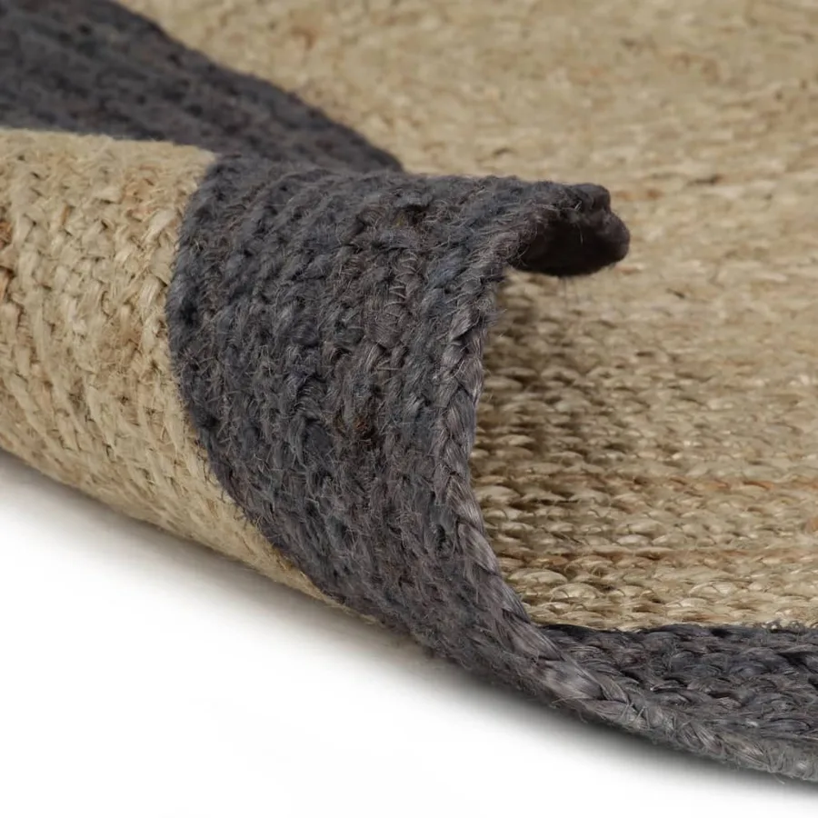 Tapis fait à la main Jute avec bord gris foncé 240 cm - 2
