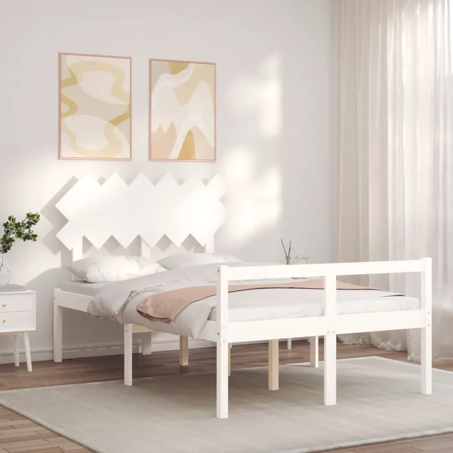 Lit pour personne âgée sans matelas blanc bois massif - 3
