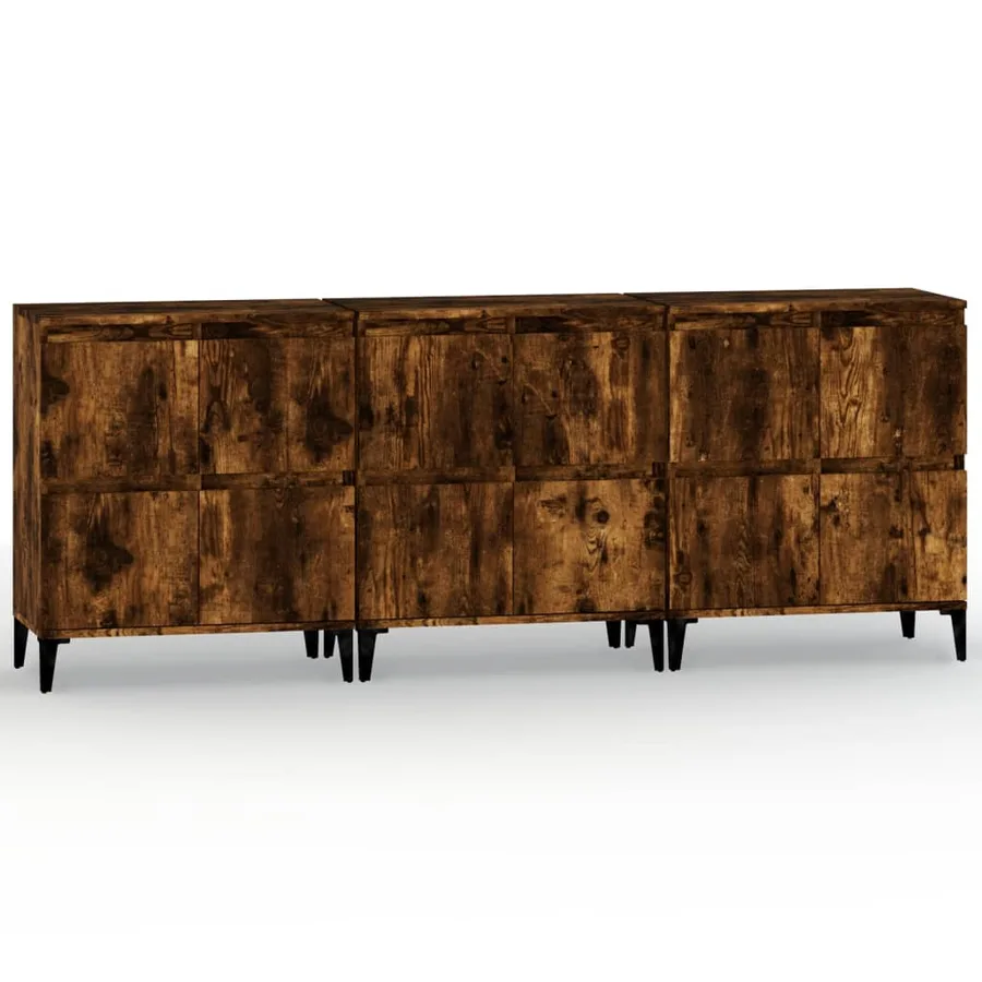 Buffets 3 pcs chêne fumé 60x35x70 cm bois d'ingénierie - 2