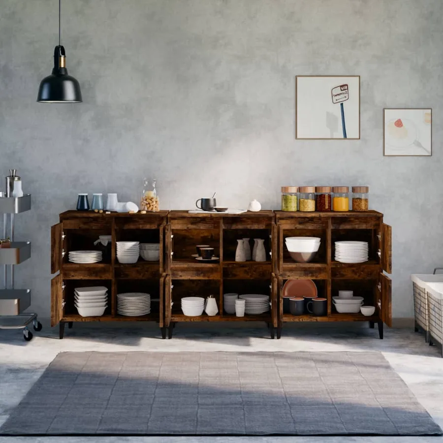 Buffets 3 pcs chêne fumé 60x35x70 cm bois d'ingénierie - 3