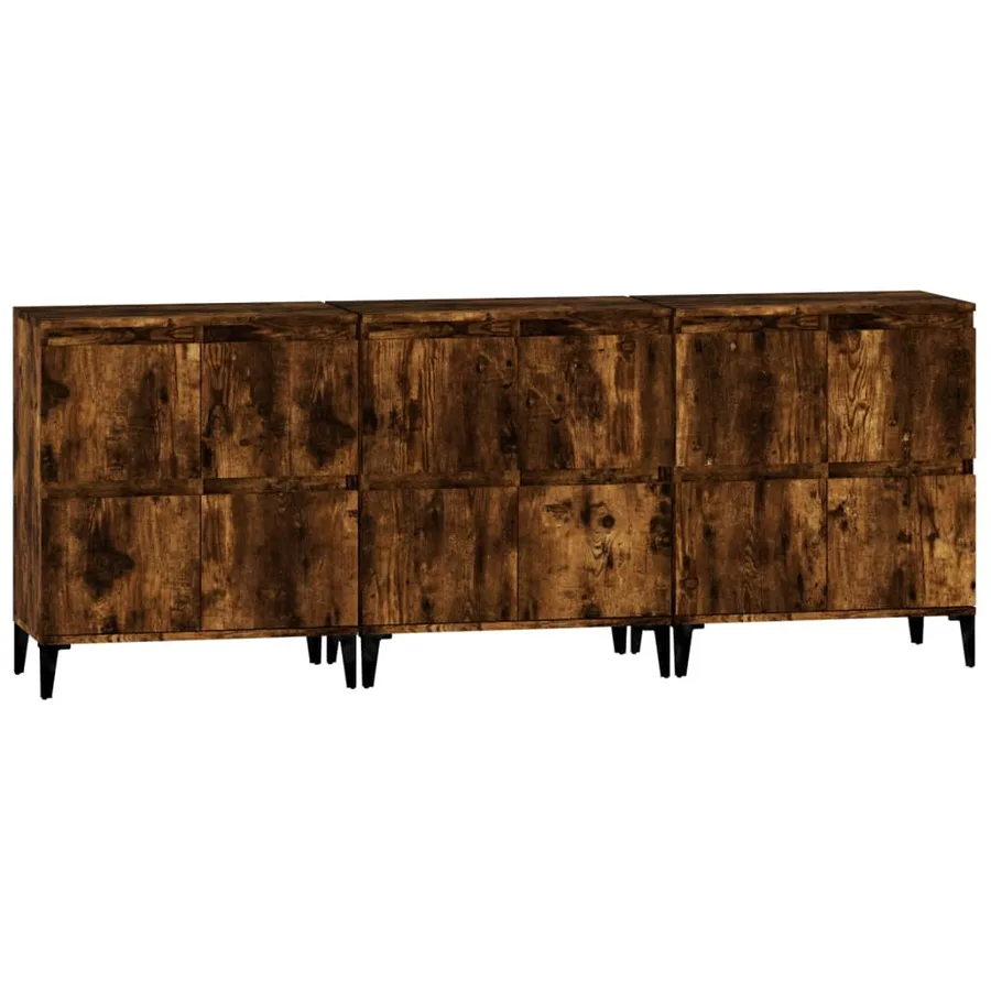 Buffets 3 pcs chêne fumé 60x35x70 cm bois d'ingénierie - 6