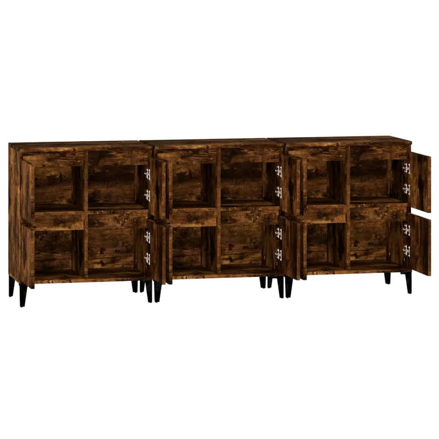 Buffets 3 pcs chêne fumé 60x35x70 cm bois d'ingénierie - 7