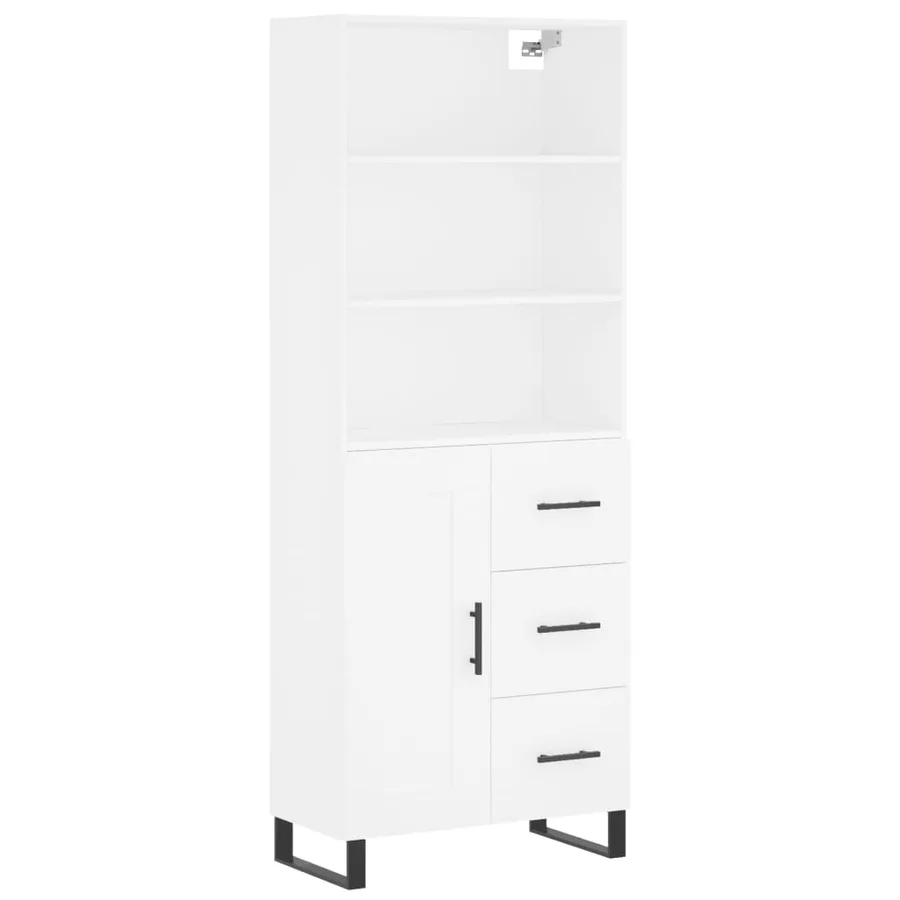 Buffet haut Blanc 69,5x34x180 cm Bois d'ingénierie - 2