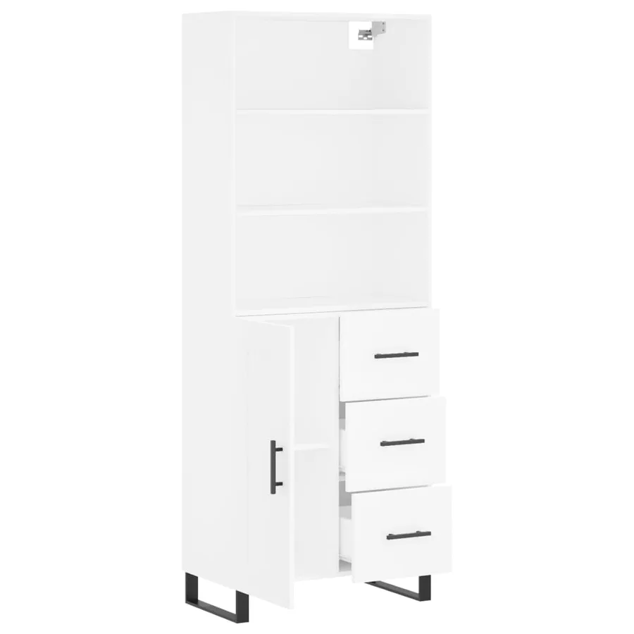 Buffet haut Blanc 69,5x34x180 cm Bois d'ingénierie - 4