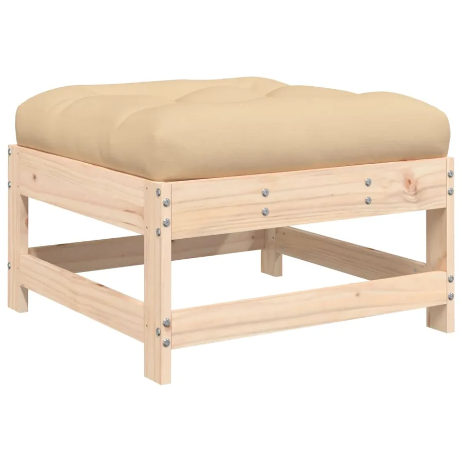 Salon de jardin 8 pcs avec coussins bois massif - 6