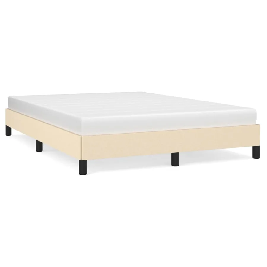 Cadre de lit sans matelas crème 140x190 cm tissu - 2