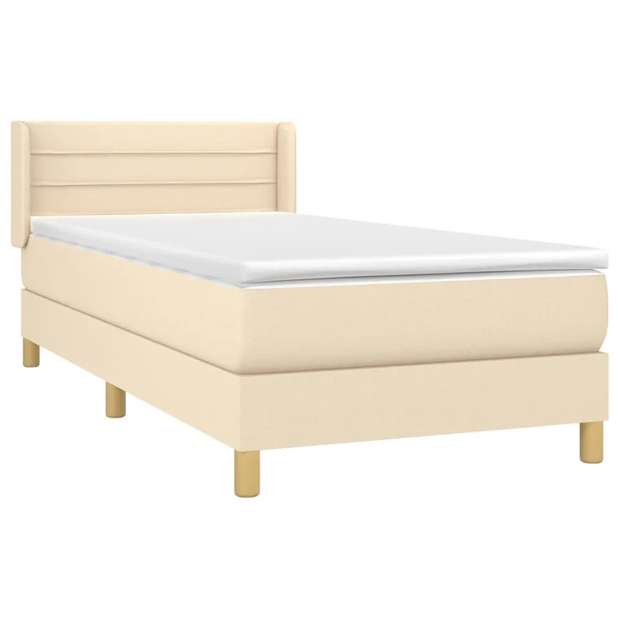 Sommier à lattes de lit et matelas Crème 90x190 cm Tissu - 3