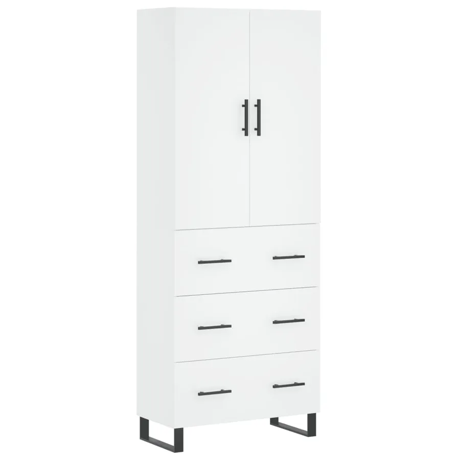 Buffet haut Blanc 69,5x34x180 cm Bois d'ingénierie - 2