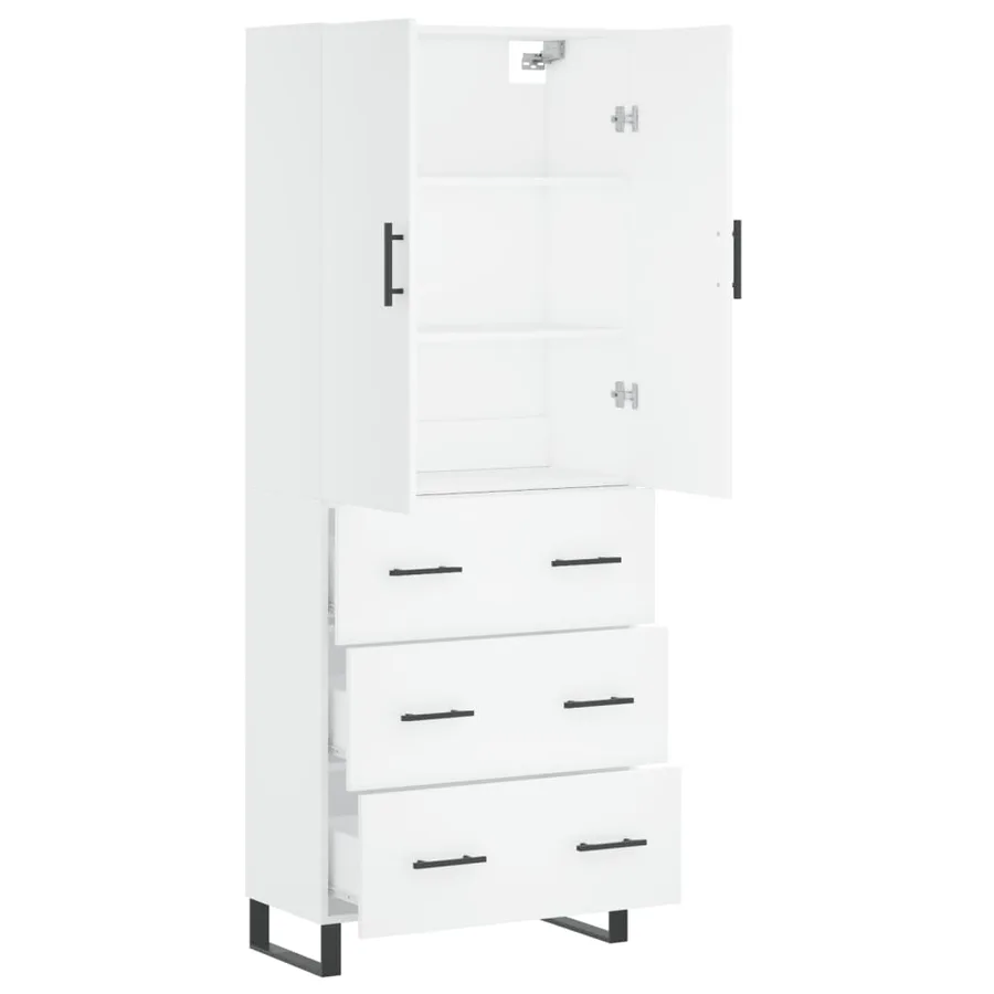 Buffet haut Blanc 69,5x34x180 cm Bois d'ingénierie - 4
