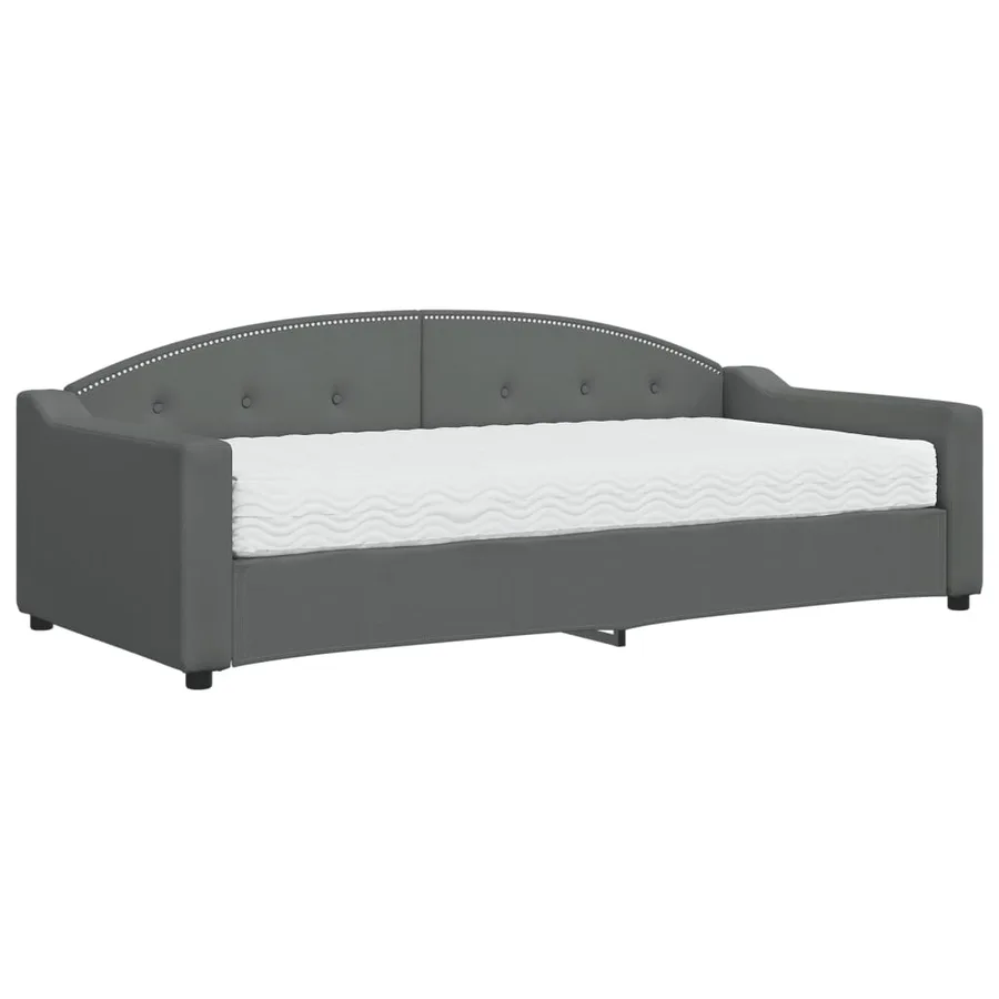 Lit de jour avec matelas gris foncé 90x200 cm tissu - 2
