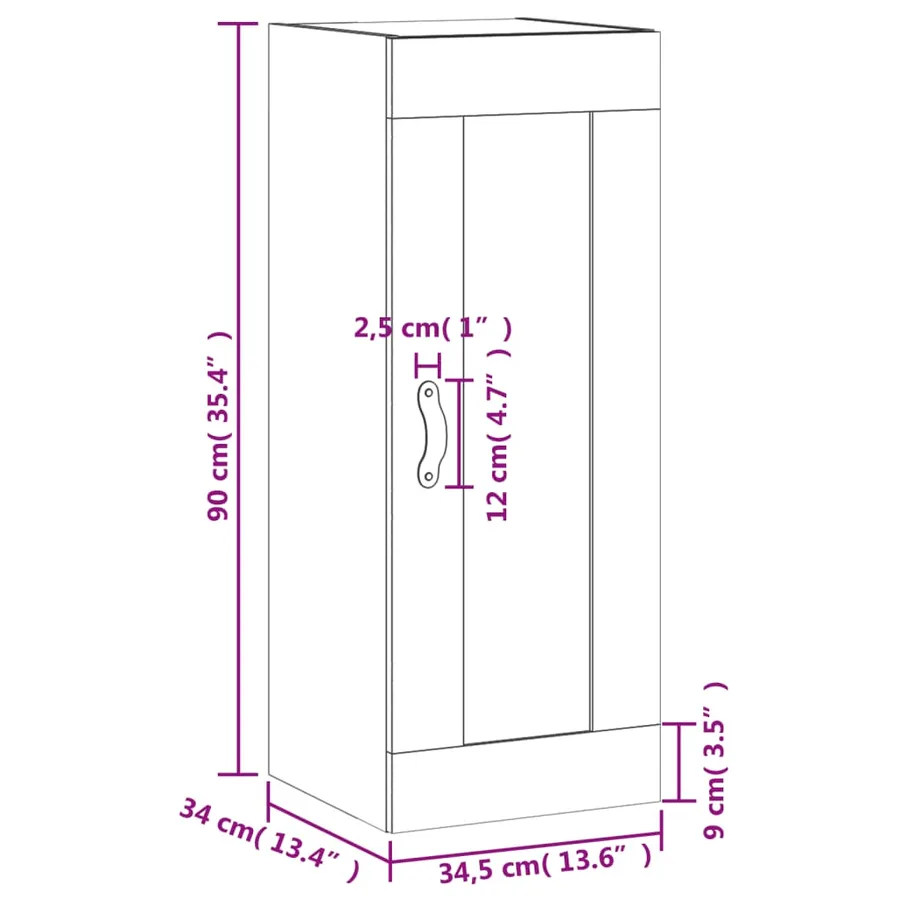 Armoire murale sonoma gris 34,5x34x90 cm bois d'ingénierie - 14