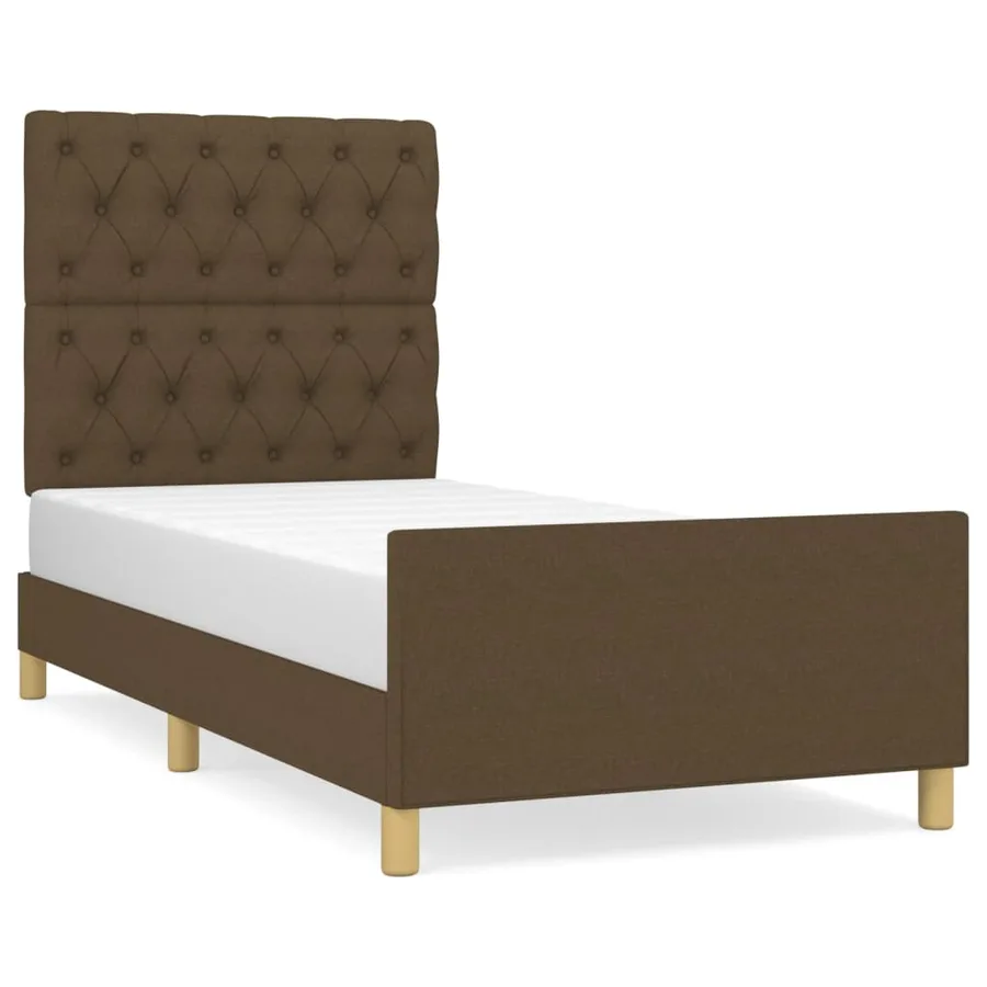 Cadre de lit sans matelas marron foncé 80x200 cm tissu - 2