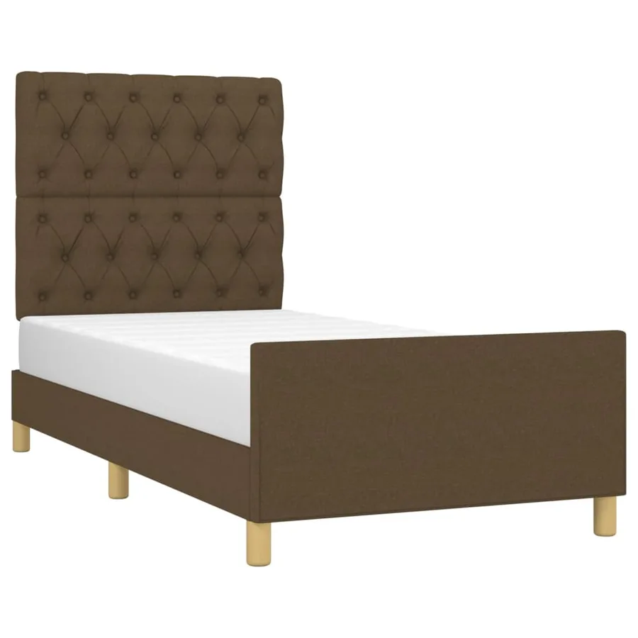 Cadre de lit sans matelas marron foncé 80x200 cm tissu - 3