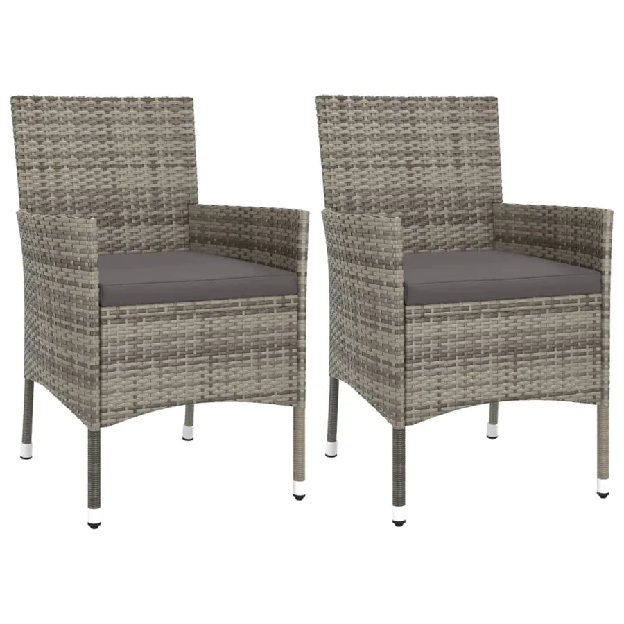 Ensemble de bistro de jardin 3 pcs coussins gris poly rotin - 3