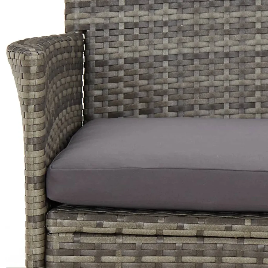 Ensemble de bistro de jardin 3 pcs coussins gris poly rotin - 6