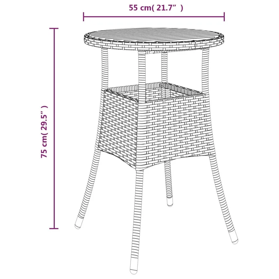 Ensemble de bistro de jardin 3 pcs coussins gris poly rotin - 8