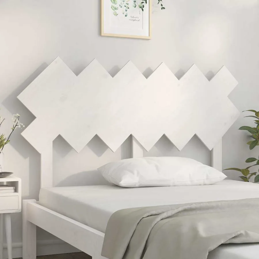 Tête de lit Blanc 132x3x81 cm Bois massif de pin - 3