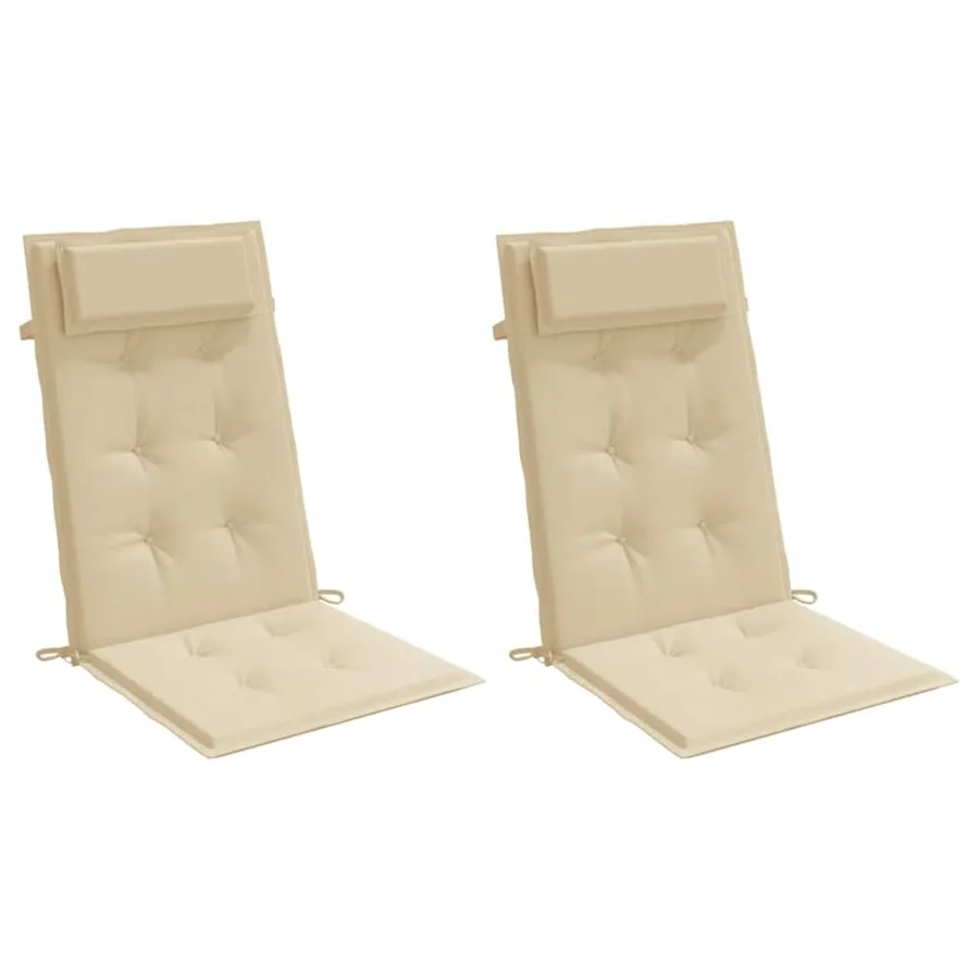 Coussins de chaise à dossier haut lot de 2 beige tissu oxford - 3