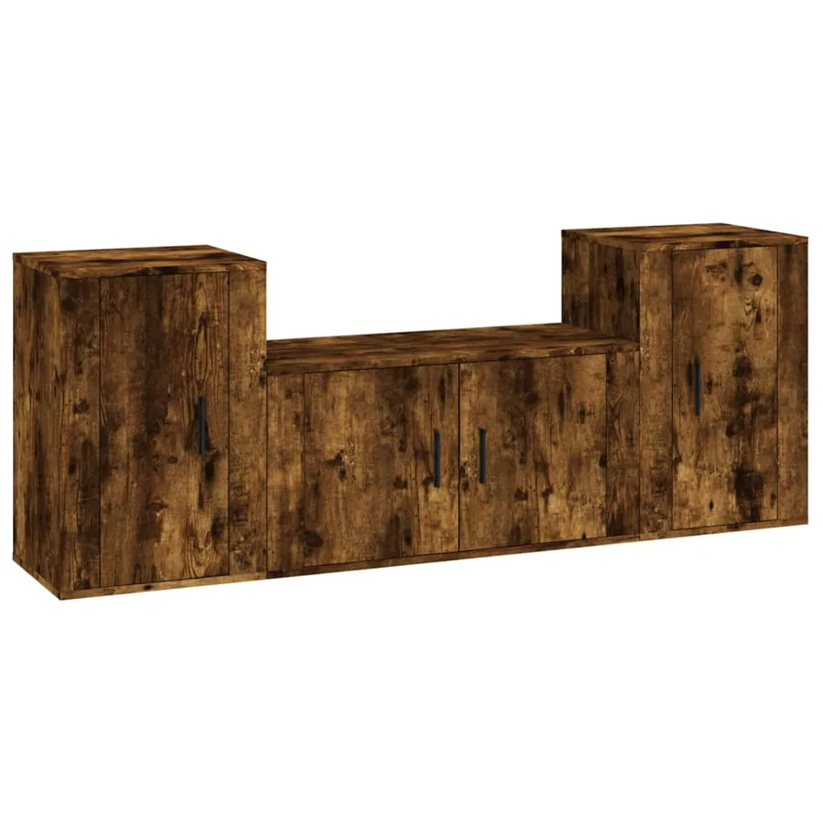 Ensemble de meubles TV 3 pcs Chêne fumé Bois d'ingénierie - 2