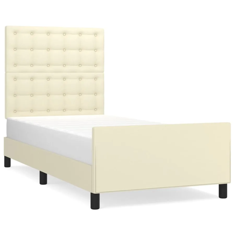 Cadre de lit sans matelas crème 90x190 cm similicuir - 2
