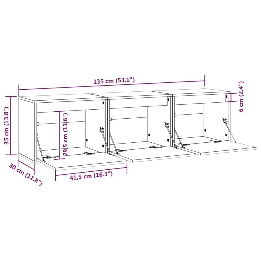 Meubles TV 3 pcs Marron miel Bois massif de pin - 12
