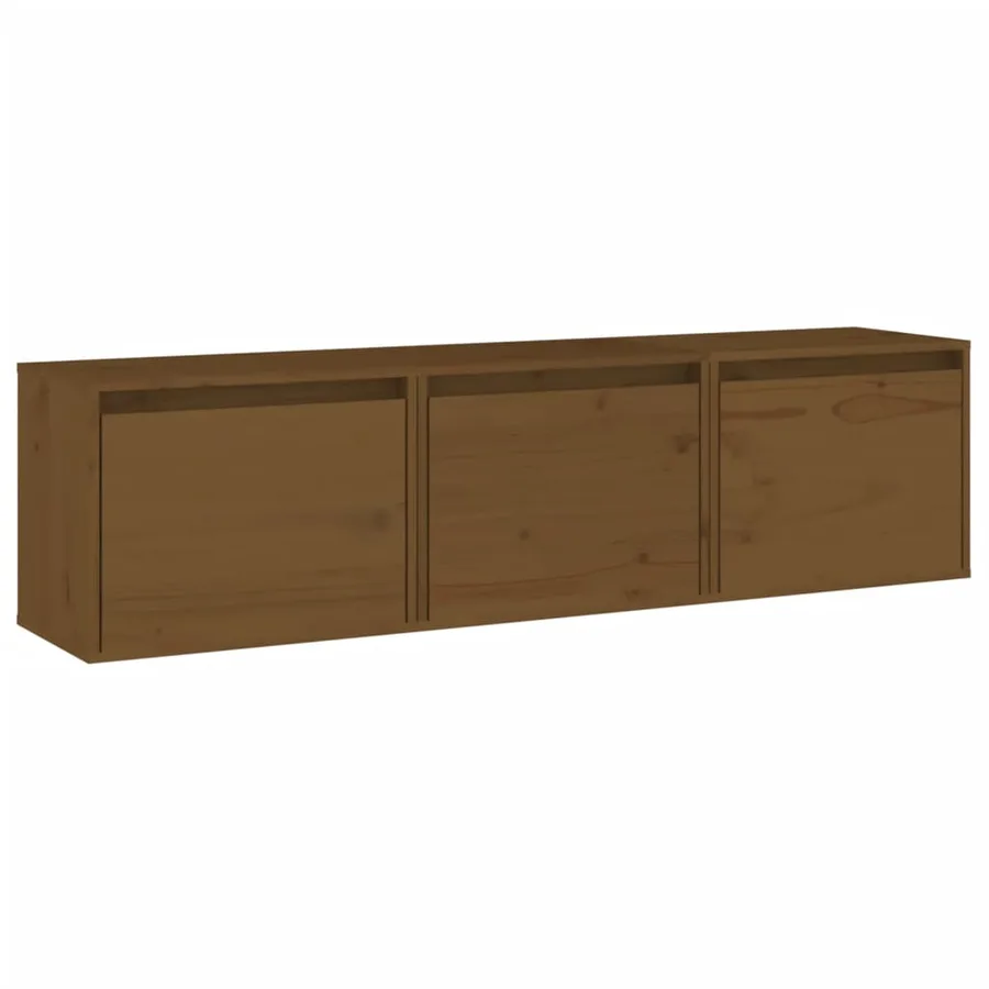 Meubles TV 3 pcs Marron miel Bois massif de pin - 2