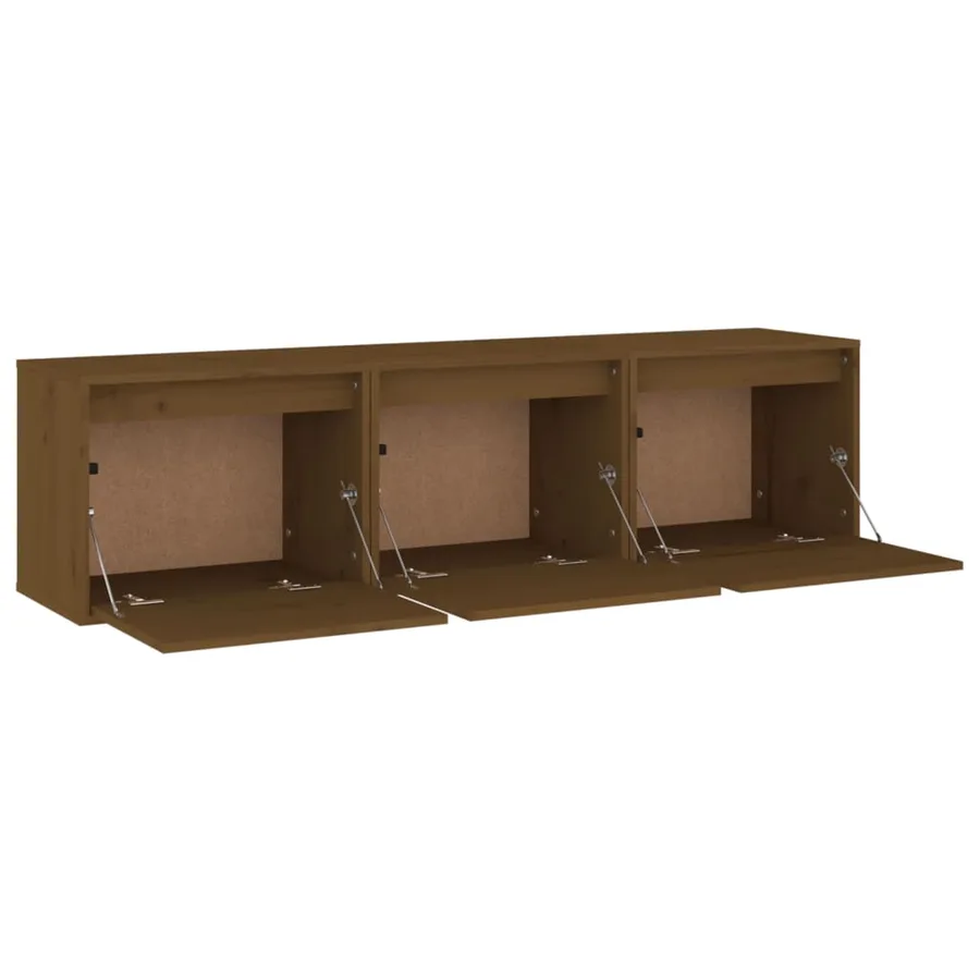 Meubles TV 3 pcs Marron miel Bois massif de pin - 4