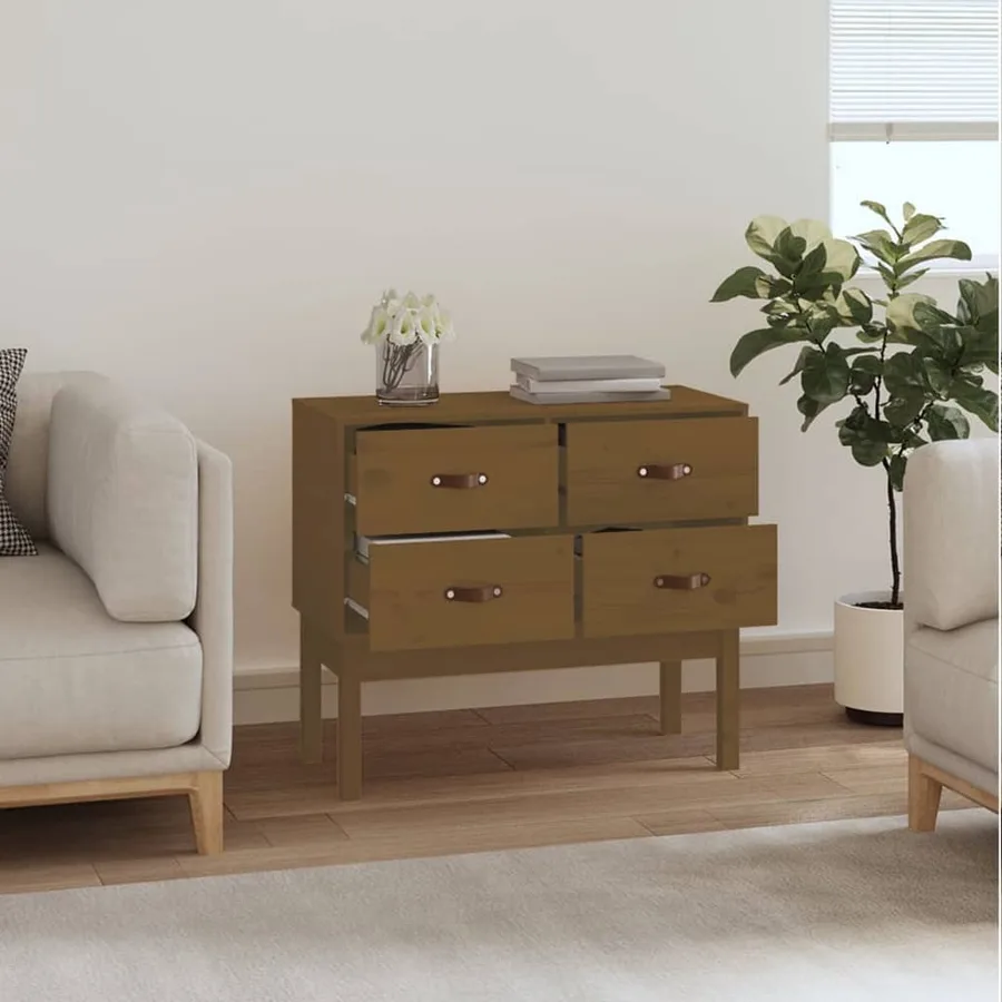 Armoire console Marron miel 90x40x78 cm Bois de pin solide - 6