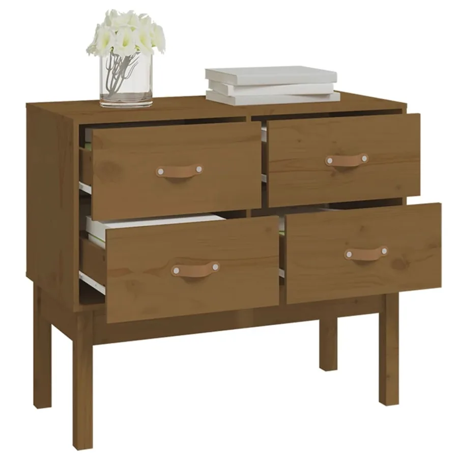 Armoire console Marron miel 90x40x78 cm Bois de pin solide - 7