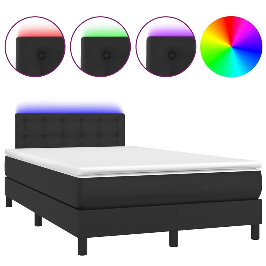 Sommier à lattes de lit avec matelas et LED Noir 120x200cm - 2