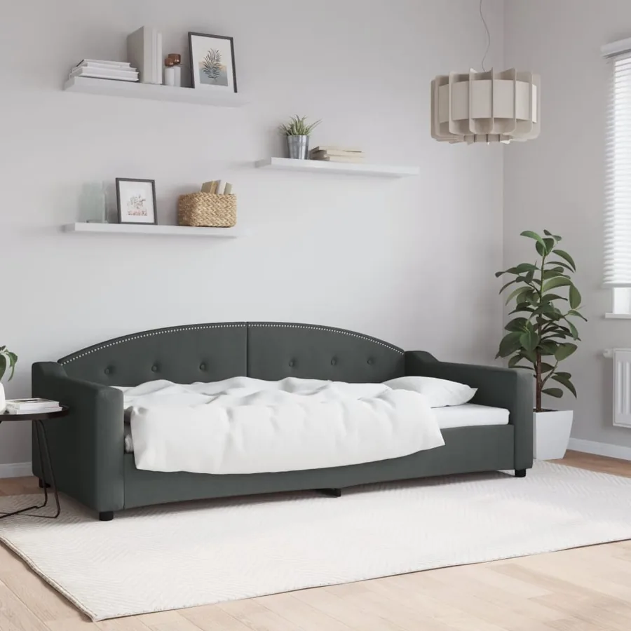Lit de repos sans matelas gris foncé 90x200 cm tissu