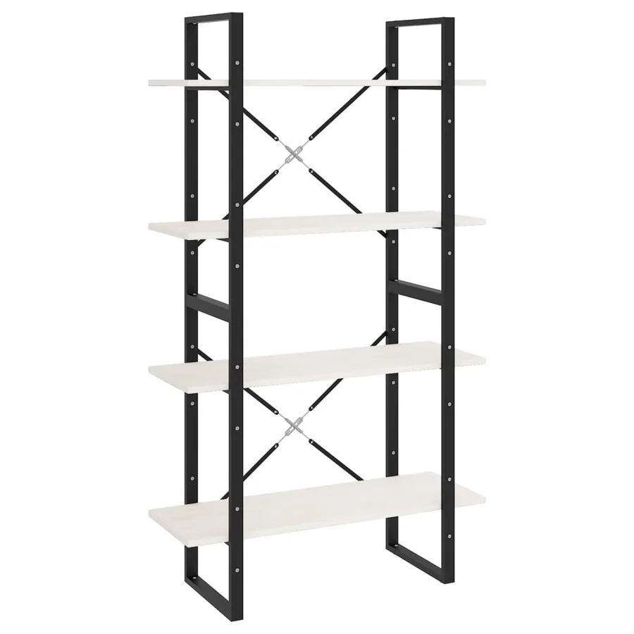 Bibliothèque à 4 niveaux Blanc 80x30x140 cm Bois de pin massif - 2