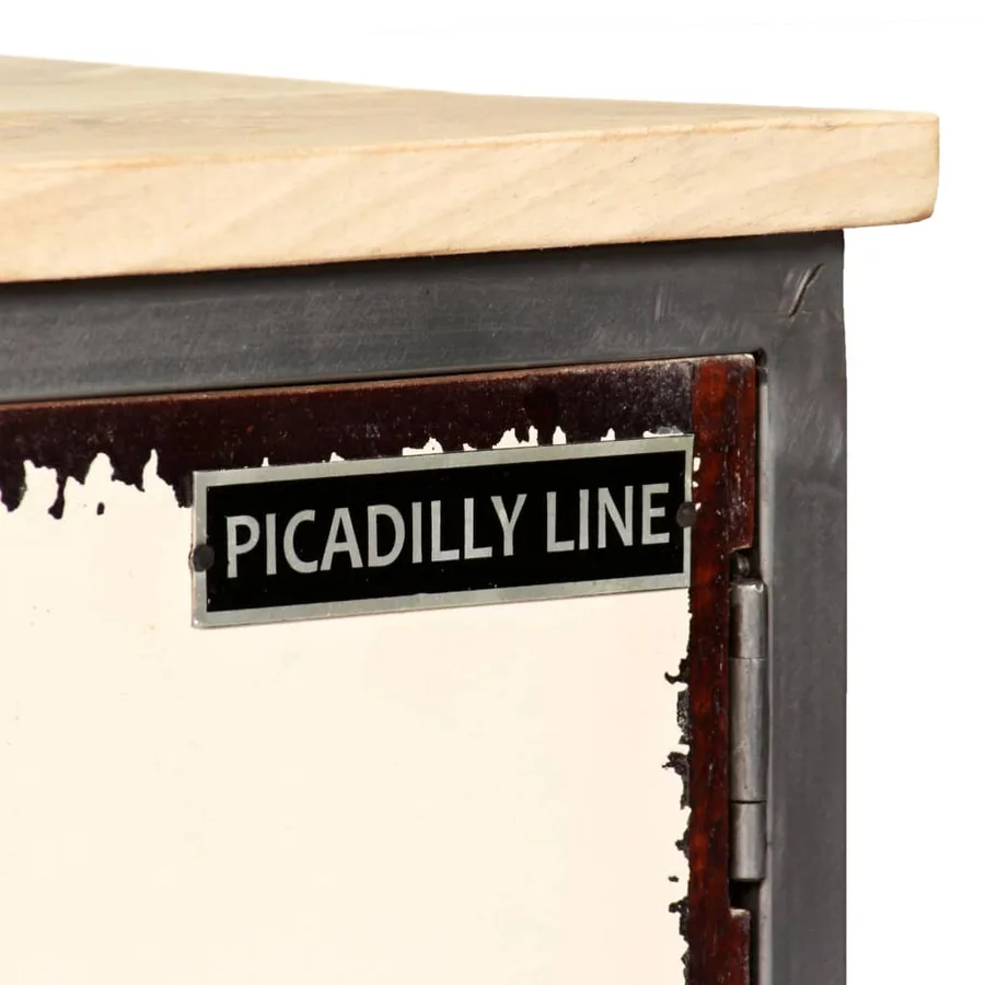 Meuble TV Bois de manguier massif et acier 120x30x45 cm - 6