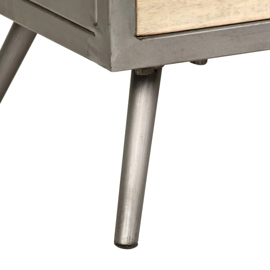 Meuble TV Bois de manguier massif et acier 120x30x45 cm - 9