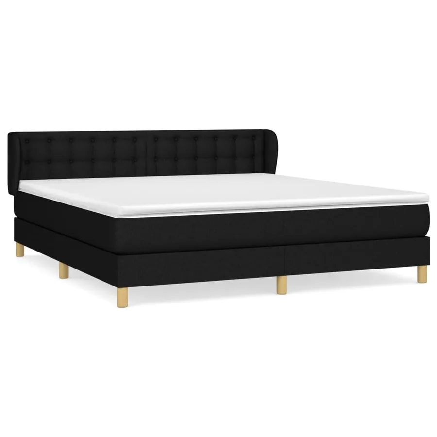 Sommier à lattes de lit avec matelas Noir 180x200 cm Tissu - 2
