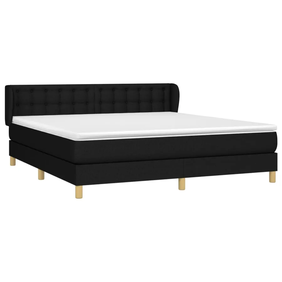 Sommier à lattes de lit avec matelas Noir 180x200 cm Tissu - 3