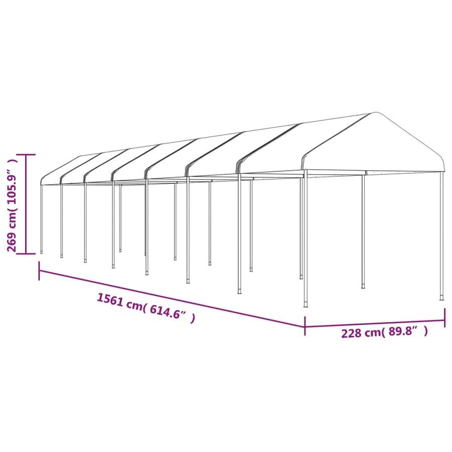 Belvédère avec toit blanc 15,61x2,28x2,69 m polyéthylène - 5