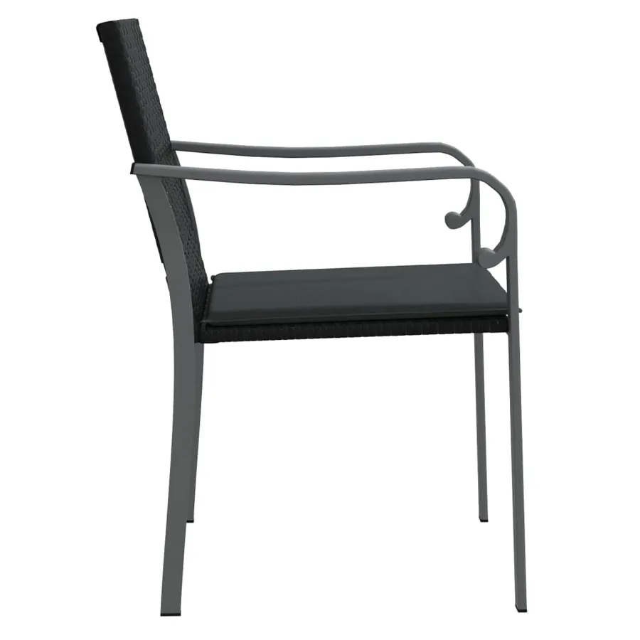Chaises de jardin avec coussins lot de 6 noir 56x59x84 cm rotin - 5