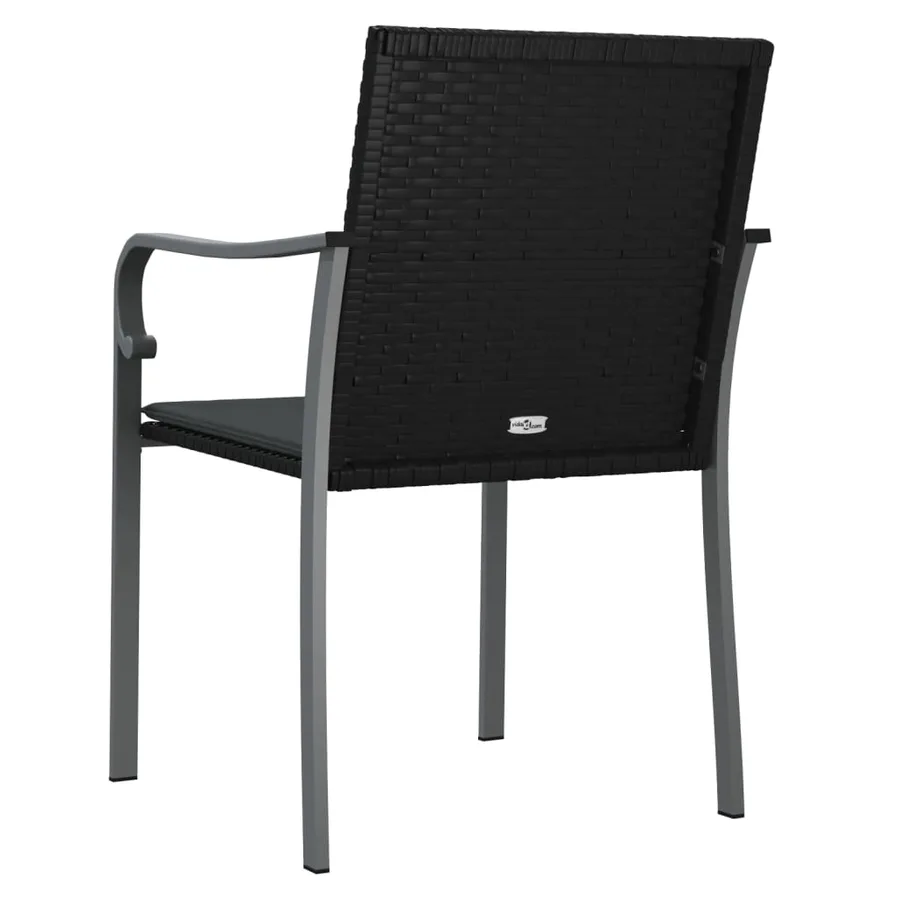 Chaises de jardin avec coussins lot de 6 noir 56x59x84 cm rotin - 6