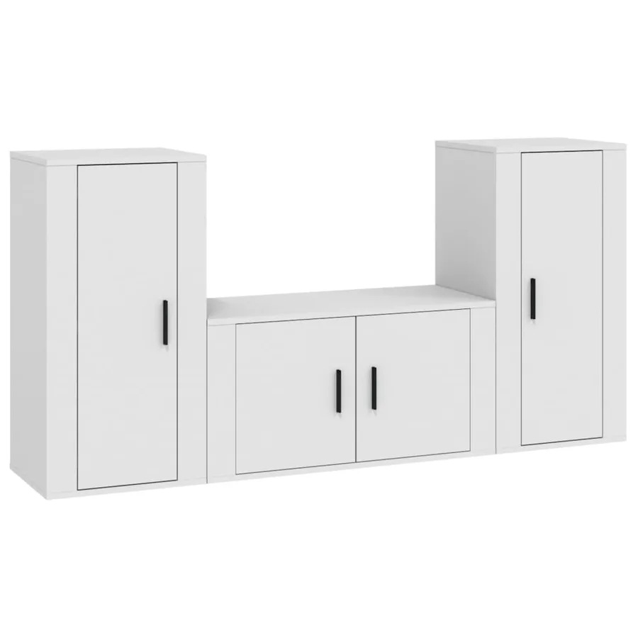 Ensemble de meubles TV 3 pcs Blanc Bois d'ingénierie - 2