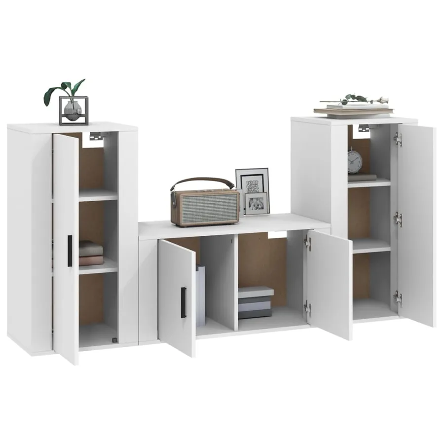 Ensemble de meubles TV 3 pcs Blanc Bois d'ingénierie - 3
