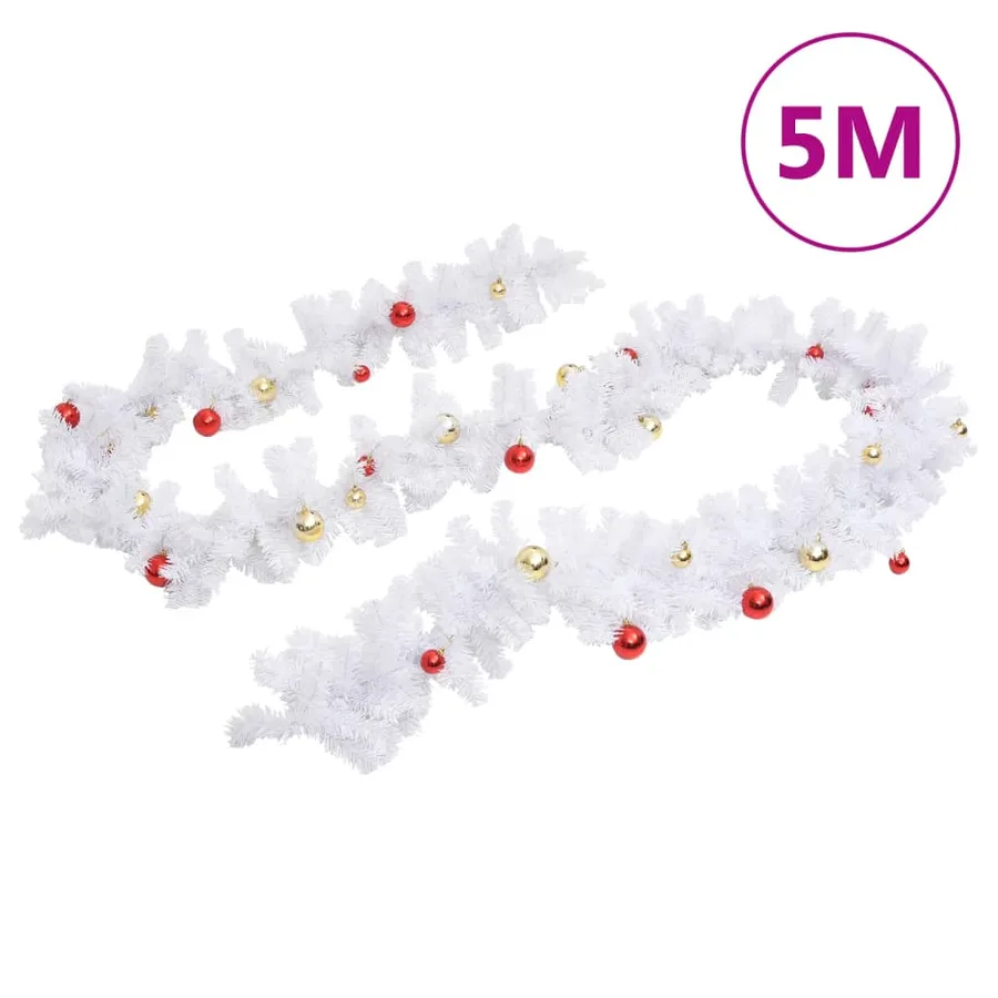 Guirlande de Noël décorée avec boules Blanc 5 m - 2