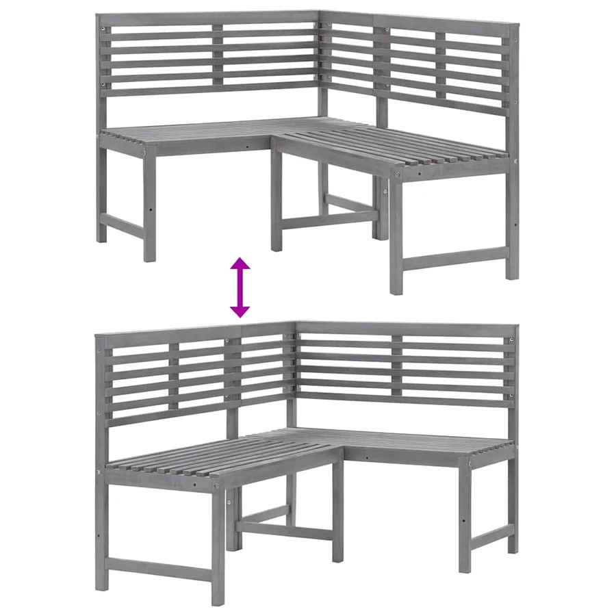 Banc d'angle de jardin Gris 140 cm Bois solide d'acacia - 10
